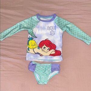 Disney Little Mermaid Kids Swim Set - Green and Purple